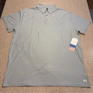 NWT Vuori Strato Tech Short Sleeve Polo Shirt Platinum Heather Grey Men’s 2XL